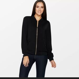 Susan Graver Classic Black Bomber Jacket
